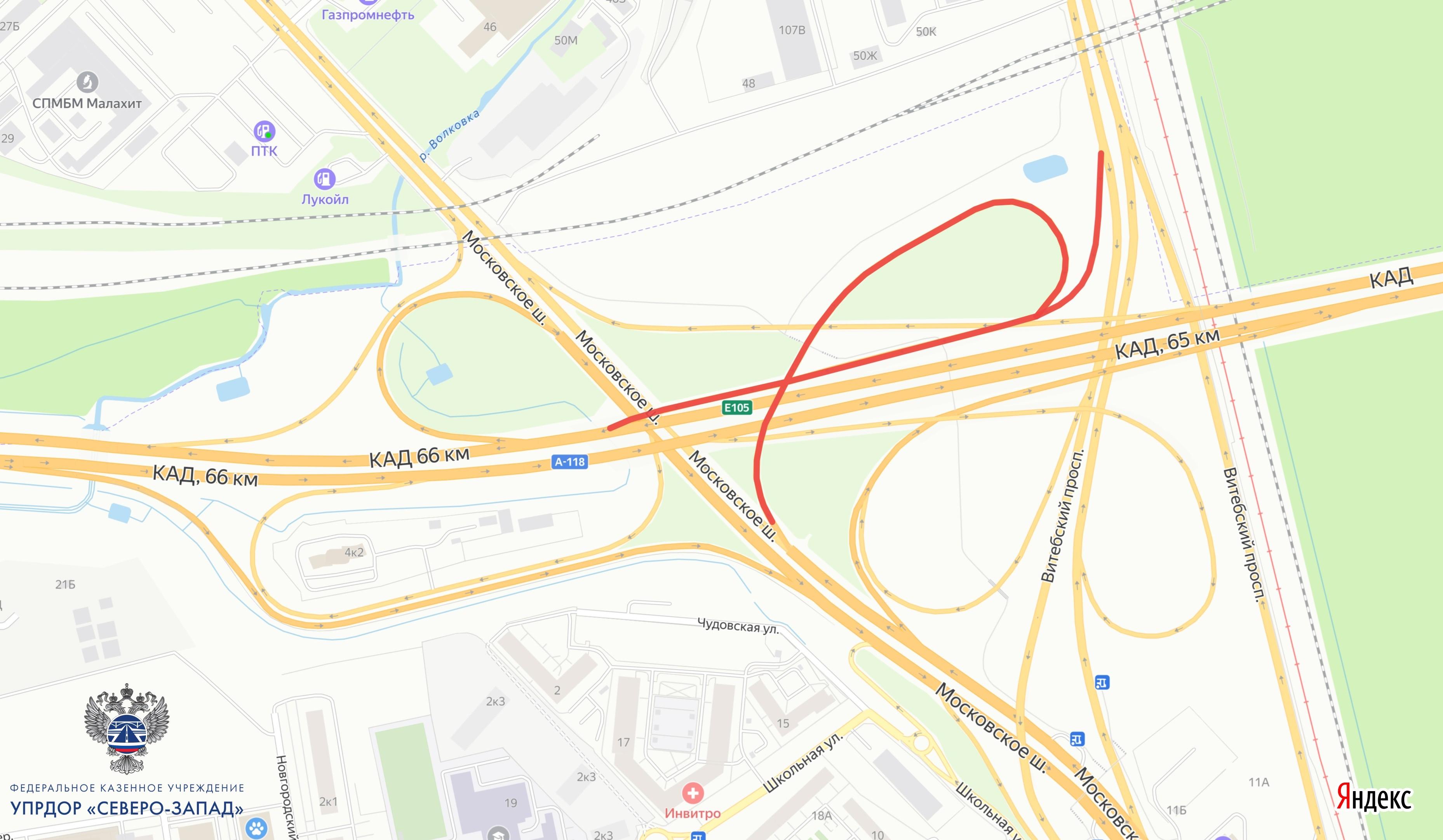 В Петербурге на три недели полностью закроют два съезда с КАД
