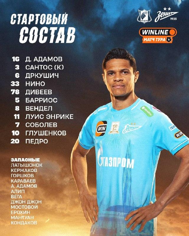 «Зенит» объявил стартовый состав на игру с «Ростовом»